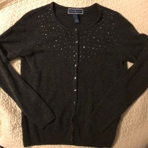 Gray bejeweled Karen Scott Cardigan S